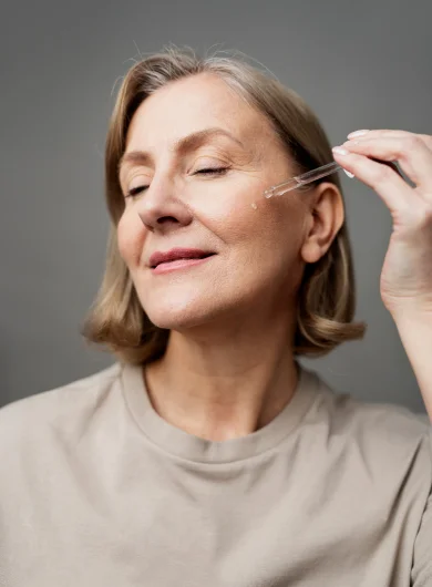 Mature woman receiving treatment to reduce fine lines at Two Chicks Aesthetics in Port Jefferson NY
