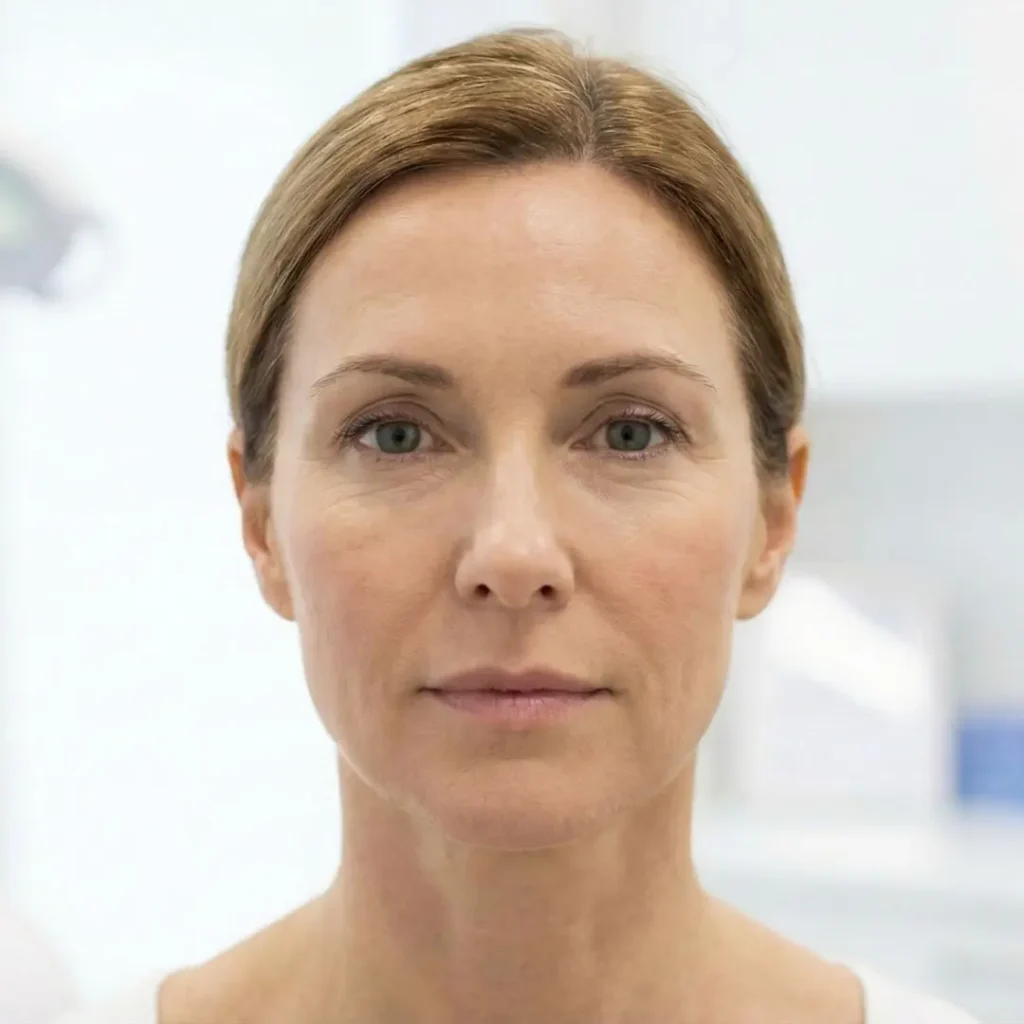 Botox treatment: Portrait of a smiling woman with naturally restored facial volume, representing the long-term collagen stimulation results of Sculptra Aesthetic at Two Chicks Aesthetics