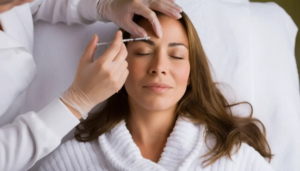 Custom Skincare in Port Jefferson — Nurse Practitioner–Led Care for Naturally Radiant Skin 4 A woman receiving a professional facial injection as part of a custom skincare treatment plan in a clinical setting.