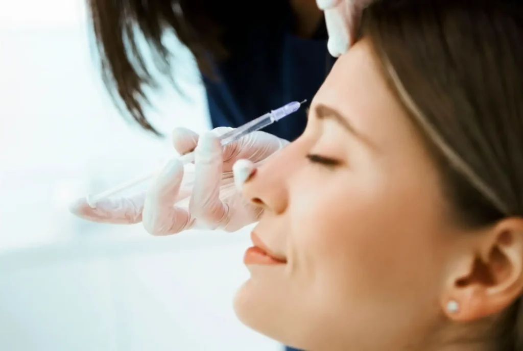 Is Botox Right for You? A Practical, Straightforward Guide 11 A patient receiving a forehead injection as part of an educational Botox guide for facial rejuvenation.