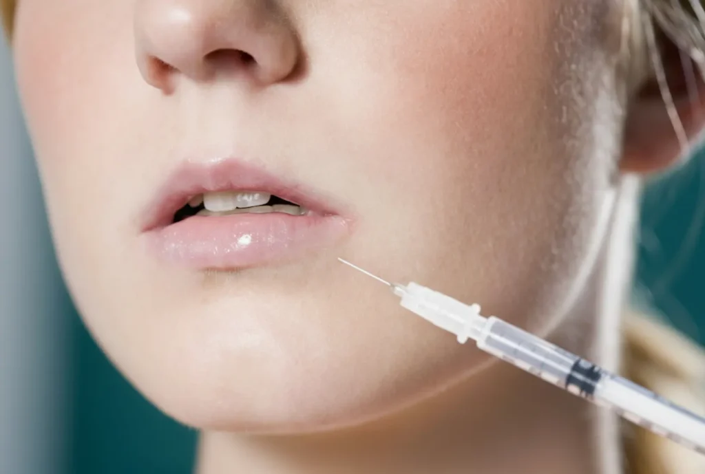 Personalized Botox: Why our approach feels different — tailored care for natural-looking results 11 Close-up of a patient receiving a personalized Botox injection near the lips for a subtle, custom enhancement.
