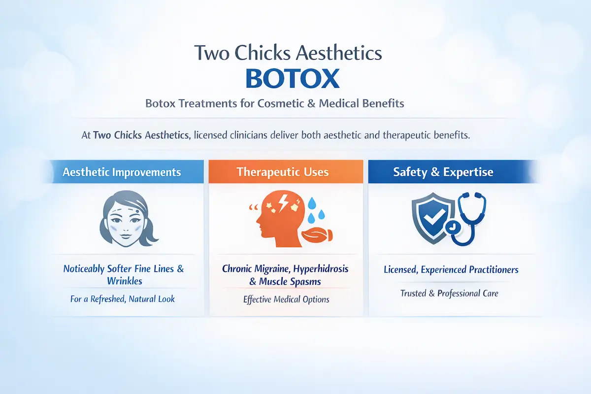 Botox treatment for cosmetic and medical use, including facial wrinkle reduction, migraine relief, and hyperhidrosis management by licensed clinicians.